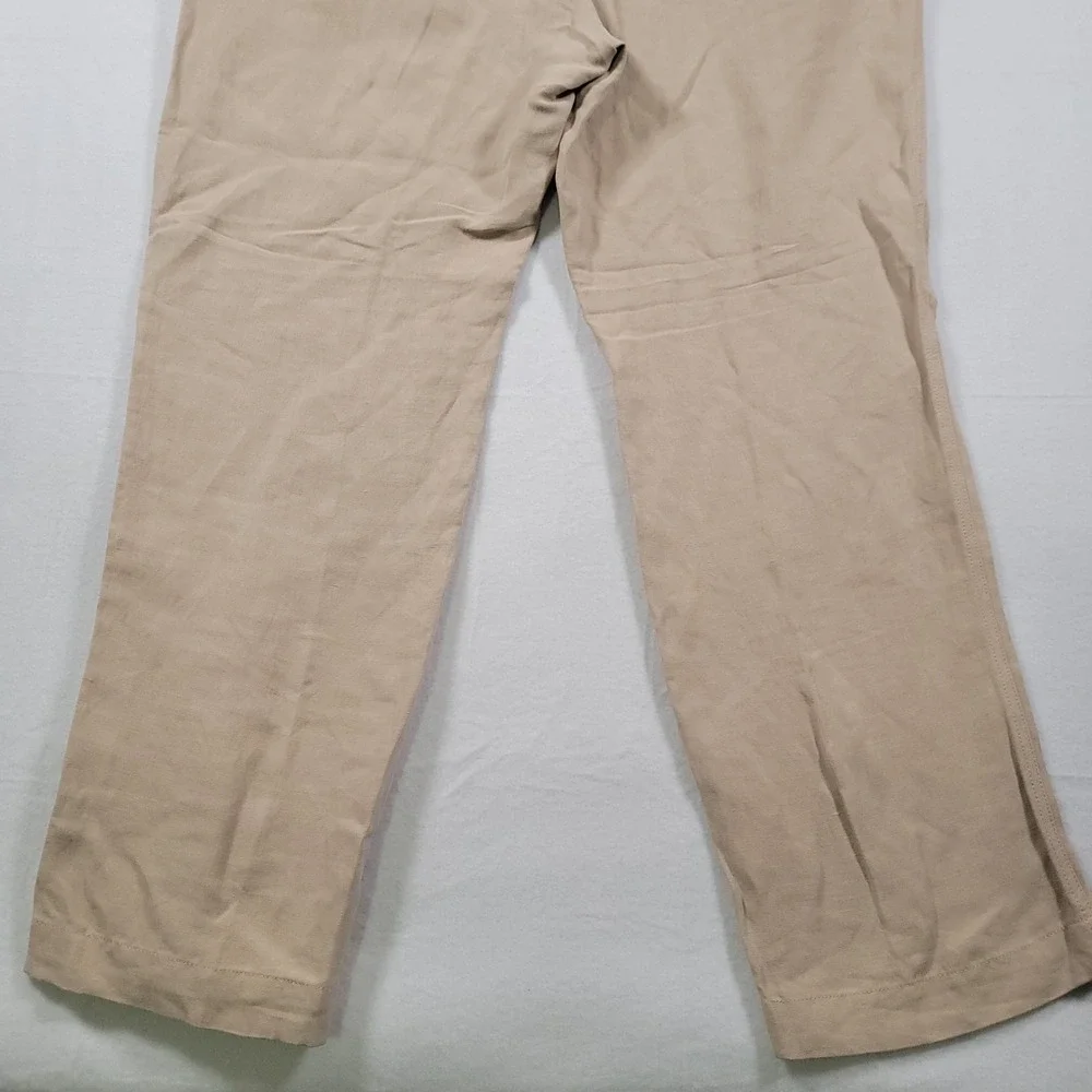 Tommy Bahama Brosnan Pants Mens 40x30 Khaki Linen Silk Flat Front Chino Coastal